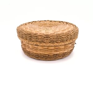 Hand-Woven Lidded Sewing Utility Basket